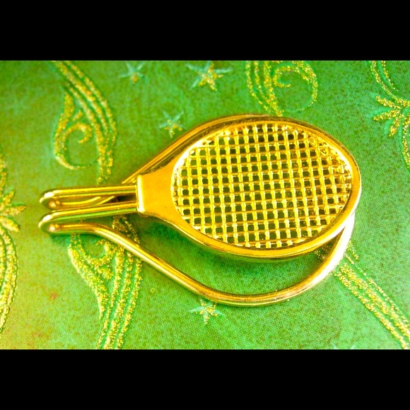 Universal Tennis Racket Tie Clip Vintage Money Clip - Picture 1 of 8